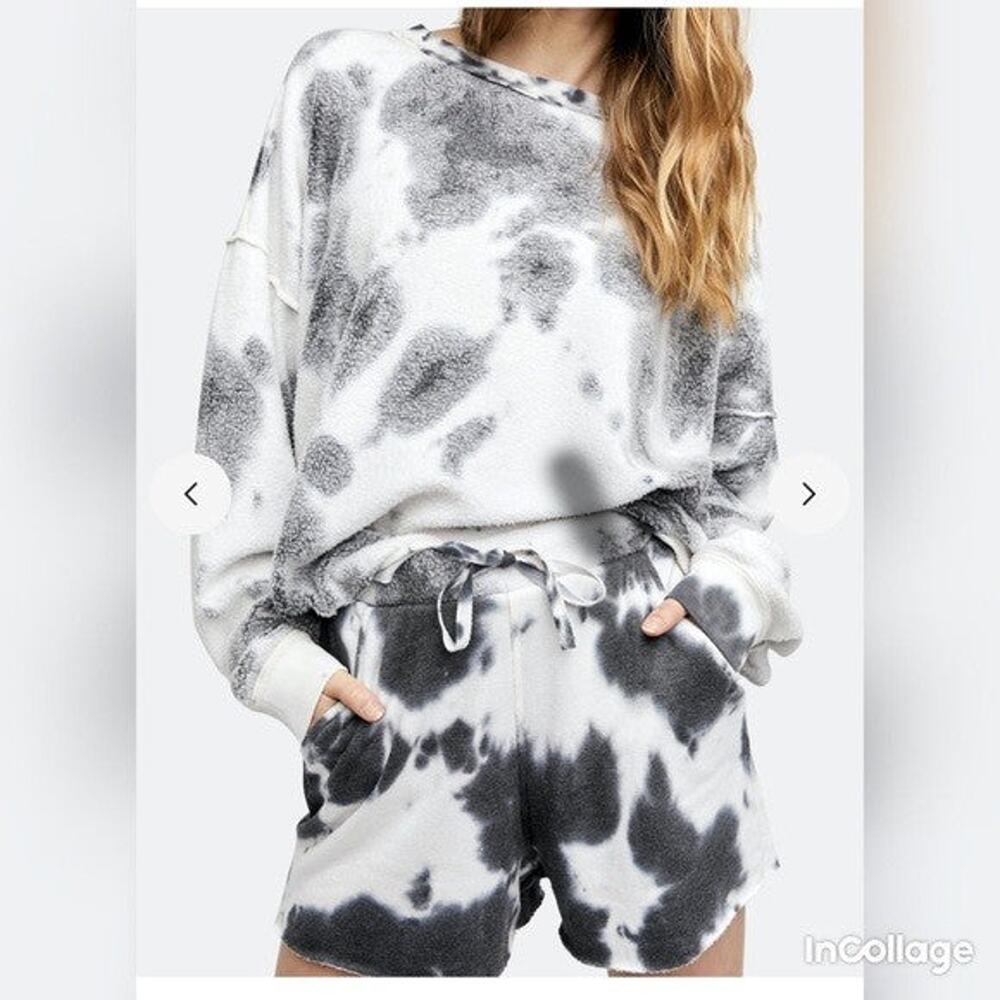 Free People Kelly Washed Sweatshirt Set - L Tie Dye